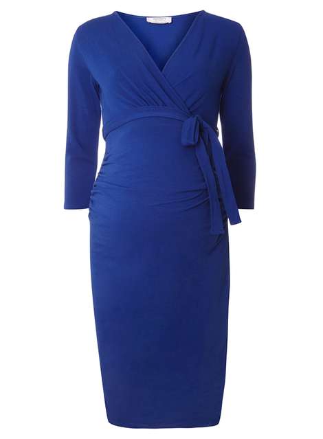 **Maternity Cobalt Self-Tie Ruched Dress